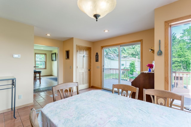 N8355 330th St, Gilman Twp, WI 54767 - dining room with light tile patterned flooring, recessed lighting, and baseboards