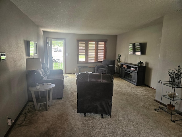 1427 Canary Dr, Albert Lea, MN 56007 - carpeted living room featuring a textured ceiling and baseboards