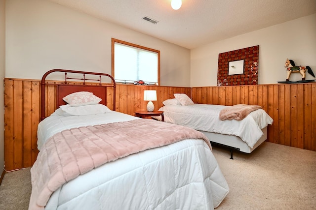 206 Skyline Hts, Wabasha, MN 55981 - carpeted bedroom with wood walls and a wainscoted wall