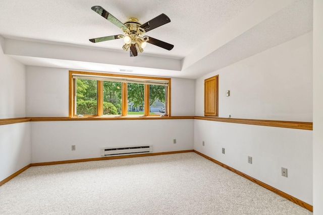 6260 Wessel Ct, Eden Prairie, MN 55346 - unfurnished room featuring baseboard heating, light carpet, ceiling fan, and a textured ceiling