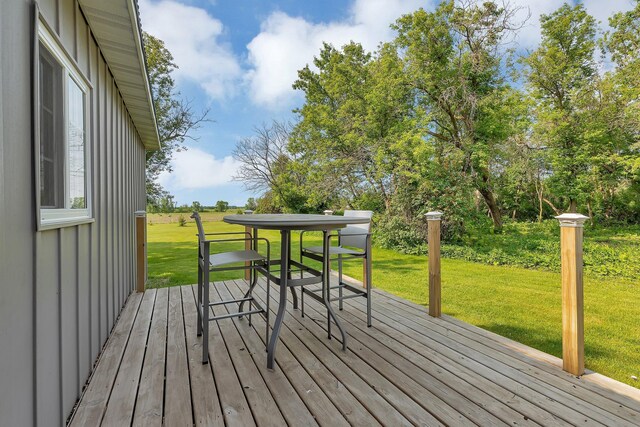 37454 605th Ave, Bluffton Twp, MN 56518 - wooden deck featuring a lawn
