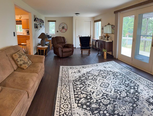 30055 Shore Dr, Pengilly, MN 55775 - living area with dark wood-style flooring