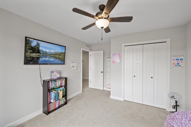 5945 178th St W, Lakeville, MN 55044 - bedroom with carpet floors, a closet, baseboards, and a ceiling fan