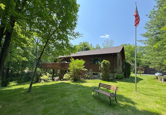 27315 Stark Lake Rd, Aitkin, MN 56431 - view of green lawn with a deck
