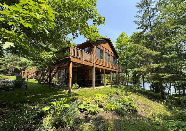 27315 Stark Lake Rd, Aitkin, MN 56431 - rear view of property with a deck and stairway