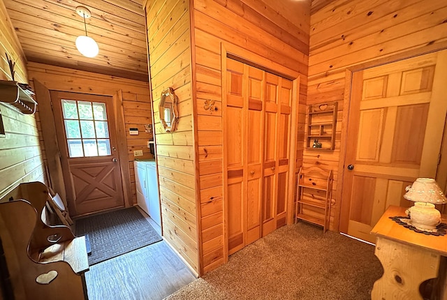 27315 Stark Lake Rd, Aitkin, MN 56431 - entrance foyer with wooden walls and wooden ceiling