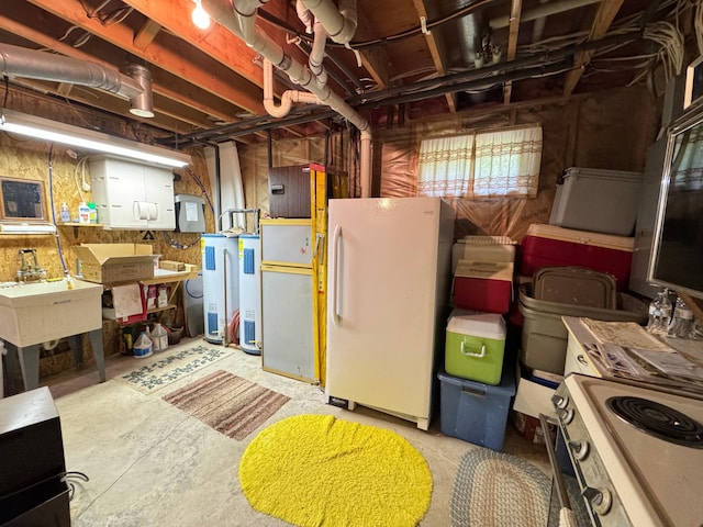 27315 Stark Lake Rd, Aitkin, MN 56431 - unfinished below grade area with freestanding refrigerator and a sink