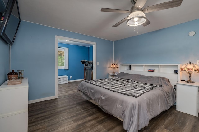 43867 County Road 15, New Sweden Twp, MN 56074 - bedroom featuring dark wood-style flooring and a ceiling fan
