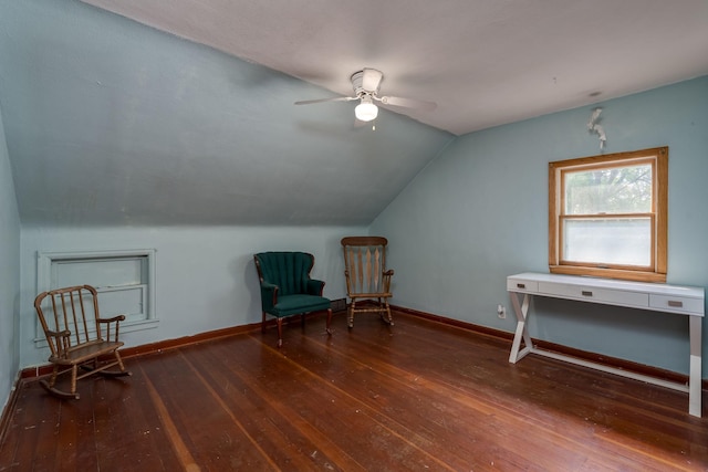 43867 County Road 15, New Sweden Twp, MN 56074 - sitting room featuring wood-type flooring, ceiling fan, and lofted ceiling