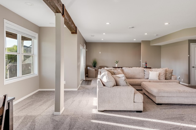 10329 Kentucky Ave N, Brooklyn Park, MN 55445 - carpeted living area with recessed lighting and baseboards