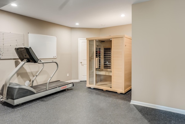 10329 Kentucky Ave N, Brooklyn Park, MN 55445 - workout area with recessed lighting and baseboards