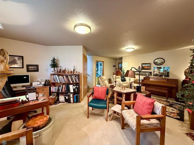 521 Kroshus Dr, Dilworth, MN 56529 - living area with a textured ceiling, light carpet, and an office area