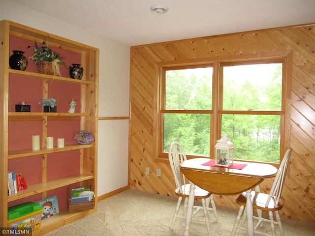 37760 Dove St Unit 14, Aitkin, MN 56431 - carpeted dining room with wood walls