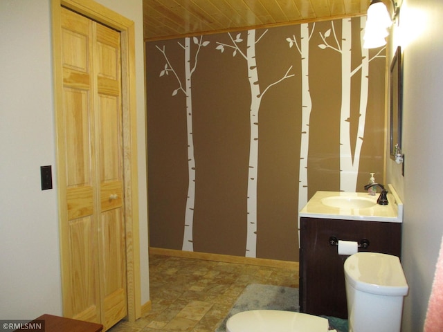 37760 Dove St Unit 14, Aitkin, MN 56431 - bathroom with wood ceiling, vanity, and a closet