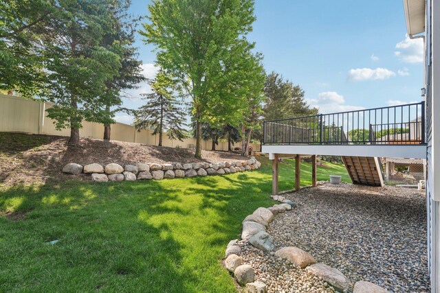 1741 Prescott Ln, Chaska, MN 55318 - view of yard with stairway and a wooden deck