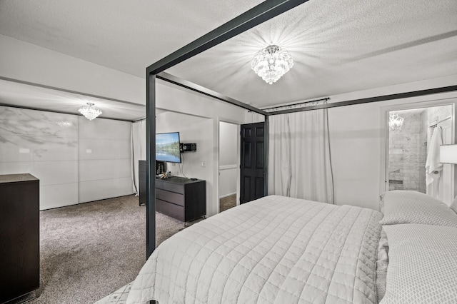 3717 80th Ave N, Brooklyn Park, MN 55443 - bedroom featuring a chandelier, carpet flooring, and a textured ceiling