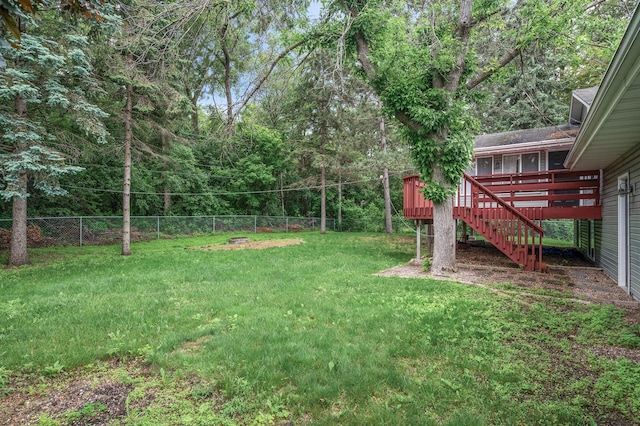 3717 80th Ave N, Brooklyn Park, MN 55443 - view of yard featuring stairway and a wooden deck