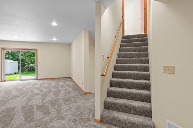 13842 Redwood St NW, Andover, MN 55304 - stairway with carpet, recessed lighting, and baseboards