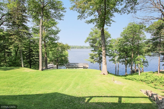 49063 203rd Pl, Mcgregor, MN 55760 - view of grassy yard featuring a water view and a floating dock