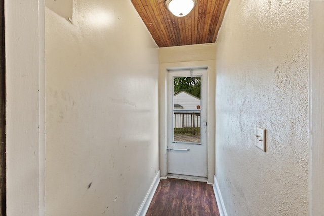 5420 Fremont Ave N, Brooklyn Center, MN 55430 - doorway with wood ceiling, wood finished floors, and baseboards