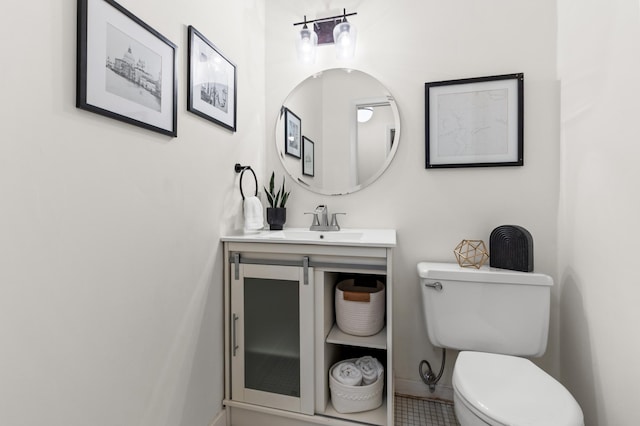 6521 Gleason Rd, Edina, MN 55439 - half bath featuring vanity and tile patterned floors