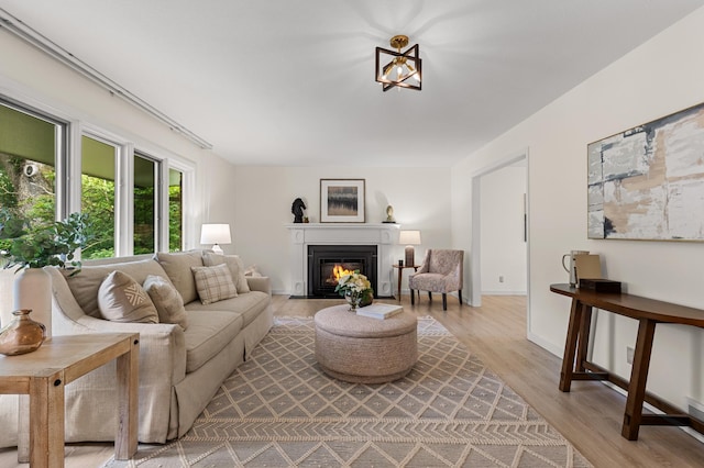 6521 Gleason Rd, Edina, MN 55439 - living room featuring light wood finished floors and a glass covered fireplace