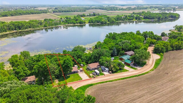 4616 Fillmore Ave NW, Maple Lake Twp, MN 55358 - aerial view of property's location with property parcel outlined and a nearby body of water