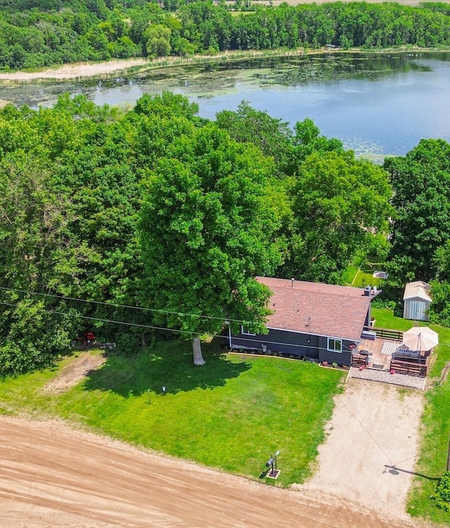 4616 Fillmore Ave NW, Maple Lake Twp, MN 55358 - view from above of property with a nearby body of water and a heavily wooded area