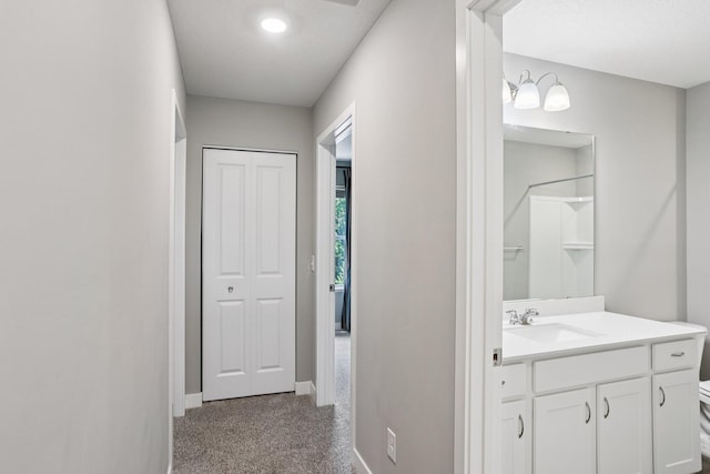 11505 Pineridge Way N, Dayton, MN 55327 - hall featuring carpet and a sink