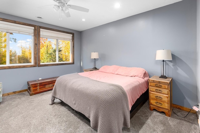 6860 Re Echo Ridge Dr NE, Remer, MN 56672 - carpeted bedroom with baseboards, recessed lighting, and a ceiling fan