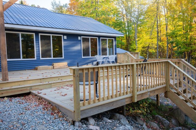 6860 Re Echo Ridge Dr NE, Remer, MN 56672 - wooden deck featuring outdoor dining area