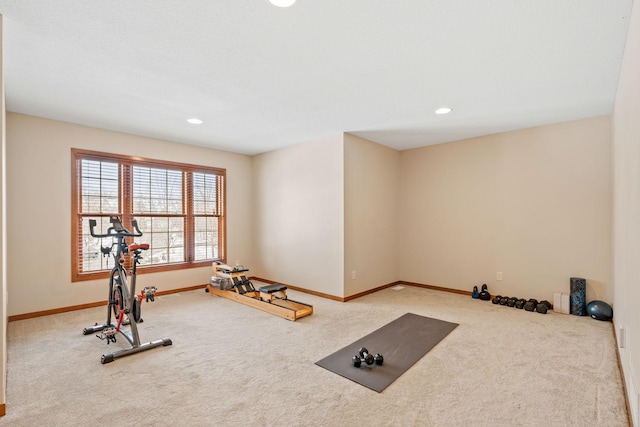 9256 Gateway Ln, Eden Prairie, MN 55347 - exercise room with carpet floors, baseboards, and recessed lighting