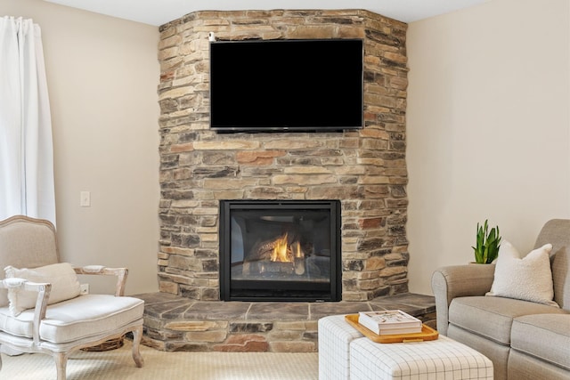 9256 Gateway Ln, Eden Prairie, MN 55347 - living room featuring a stone fireplace