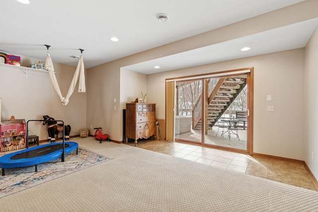 9256 Gateway Ln, Eden Prairie, MN 55347 - rec room with tile patterned floors, recessed lighting, and baseboards