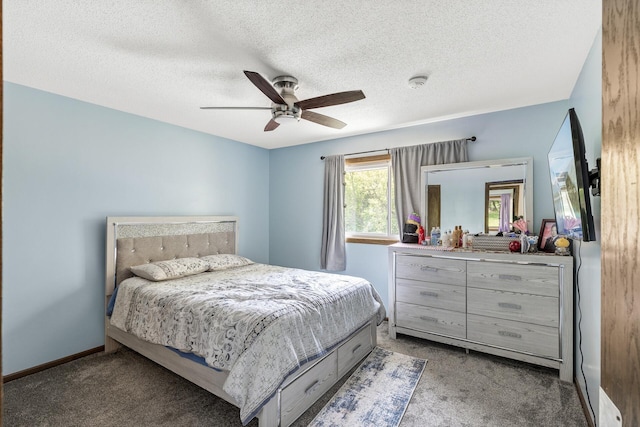 1989 Park Dr, Saint Paul, MN 55119 - bedroom featuring carpet, a textured ceiling, and a ceiling fan