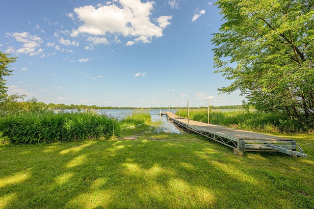 21400 654th Ave, Darwin, MN 55324 - view of grassy yard featuring a water view and a boat dock