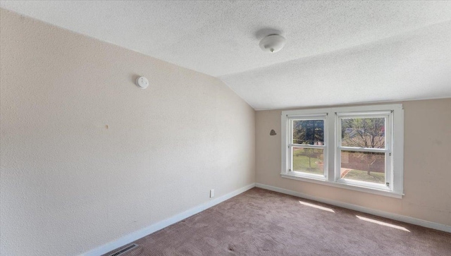 1125 9th Ave SE, Saint Cloud, MN 56304 - additional living space with carpet, vaulted ceiling, baseboards, and a textured ceiling