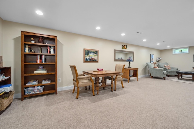 1501 Fraser Dr, Grand Rapids, MN 55744 - dining room featuring light colored carpet, recessed lighting, and baseboards