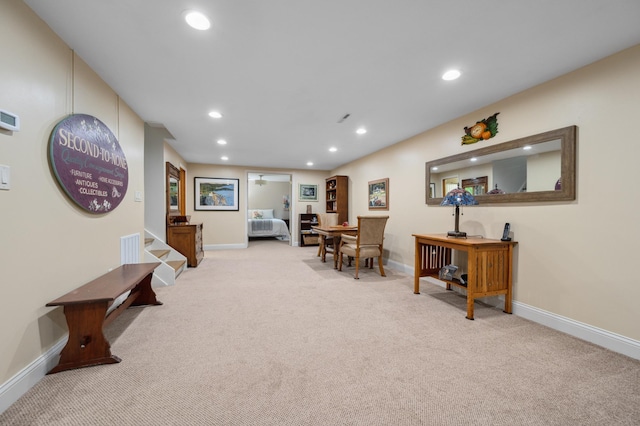 1501 Fraser Dr, Grand Rapids, MN 55744 - living area featuring recessed lighting, light colored carpet, and baseboards