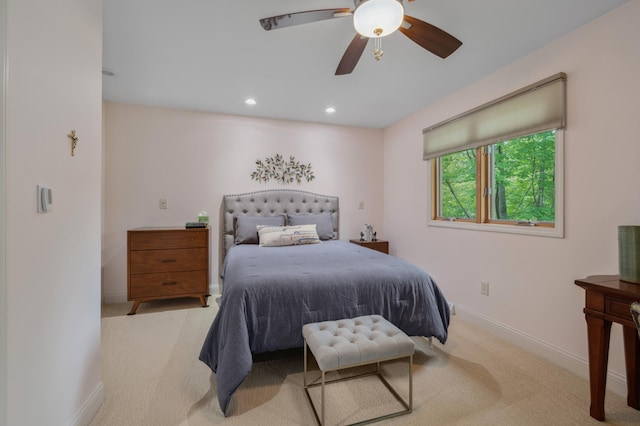 1501 Fraser Dr, Grand Rapids, MN 55744 - carpeted bedroom with baseboards, a ceiling fan, and recessed lighting