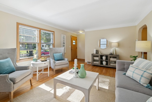 5409 Aldrich Ave S, Minneapolis, MN 55419 - living area featuring wood finished floors and ornamental molding
