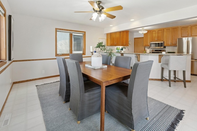 5409 Aldrich Ave S, Minneapolis, MN 55419 - dining area featuring a ceiling fan, recessed lighting, and light floors