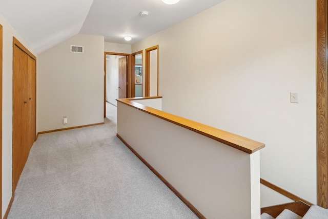 5409 Aldrich Ave S, Minneapolis, MN 55419 - hall featuring an upstairs landing, light colored carpet, and lofted ceiling