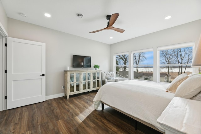 2401 Goldfinch Ln, Buffalo, MN 55313 - bedroom featuring wood finished floors, multiple windows, recessed lighting, baseboards, and a ceiling fan