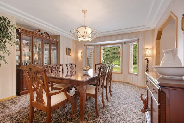 22946 185th St NW, Orrock Twp, MN 55309 - carpeted dining room featuring a chandelier and baseboards