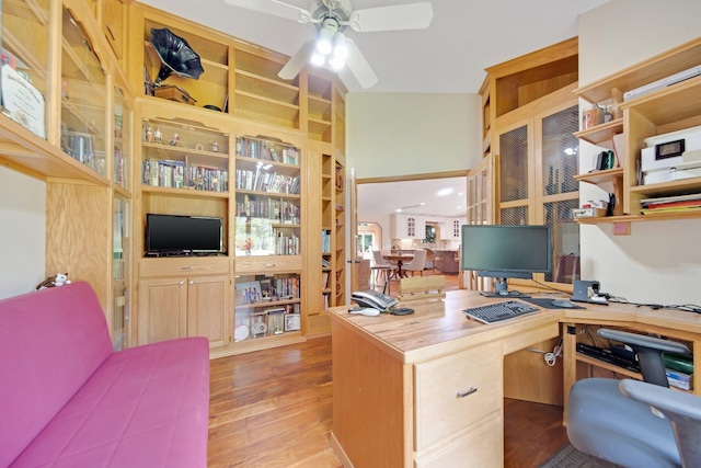 22946 185th St NW, Orrock Twp, MN 55309 - office with a ceiling fan and wood finished floors