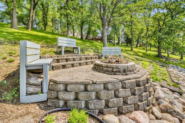 45909 Lands End Rd, Vergas, MN 56587 - view of patio with a fire pit