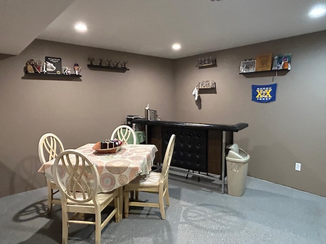 905 Fair Ave, Park Rapids, MN 56470 - dining area with a bar, recessed lighting, and concrete floors