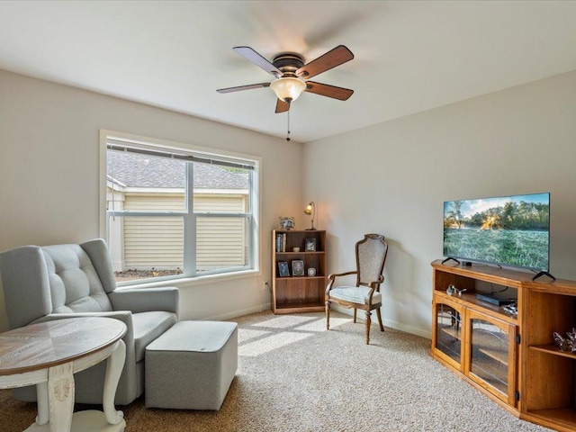 8025 Dalton Rd, Baxter, MN 56425 - living area with a ceiling fan, baseboards, and carpet