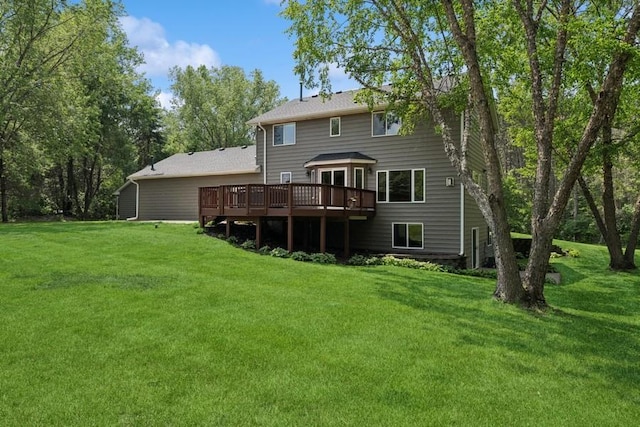 17575 Xenia St NW, Andover, MN 55304 - rear view of property with a deck and a lawn